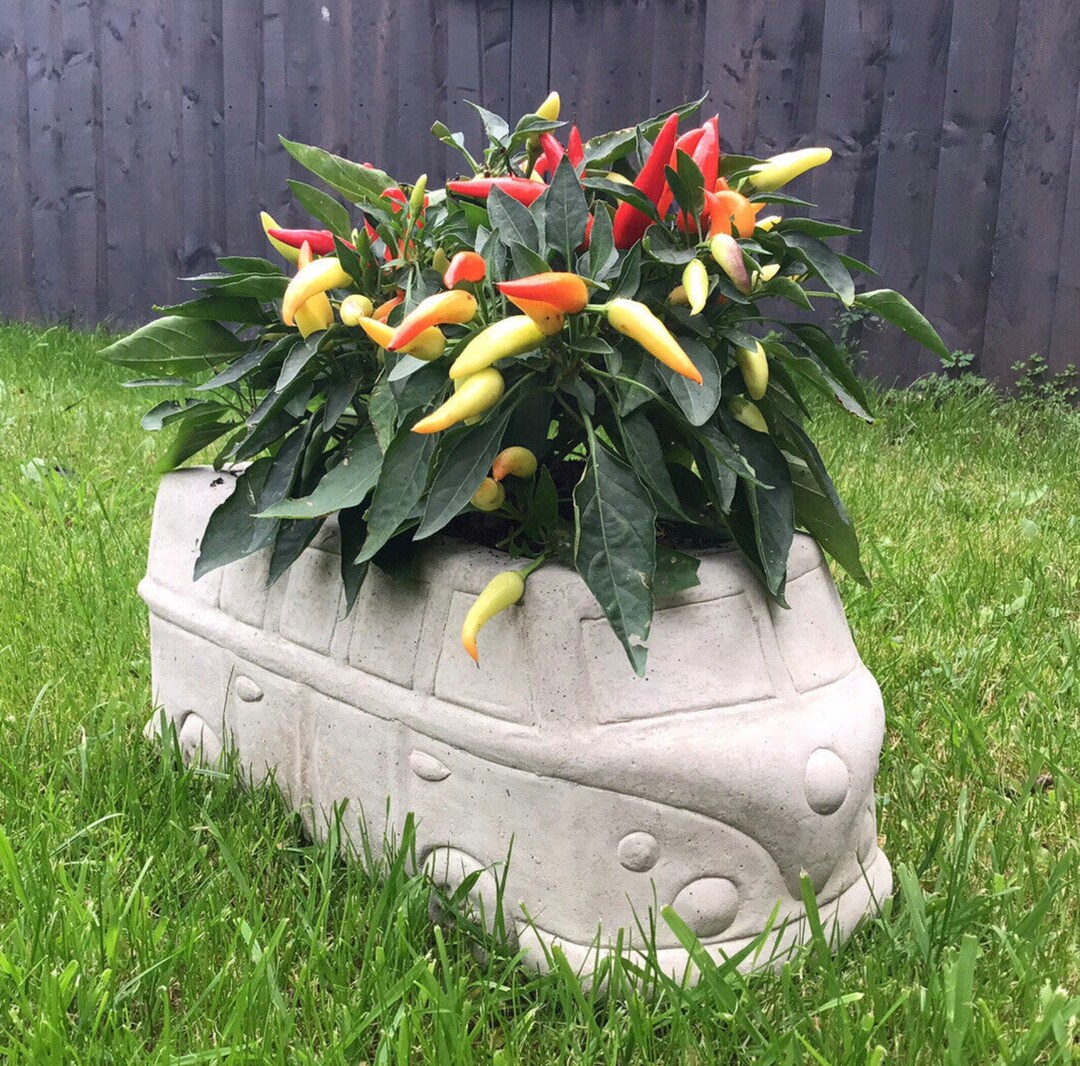 Stone Van Planter Pot Blue VW Campervan Stone Plant Pot Flower Etsy