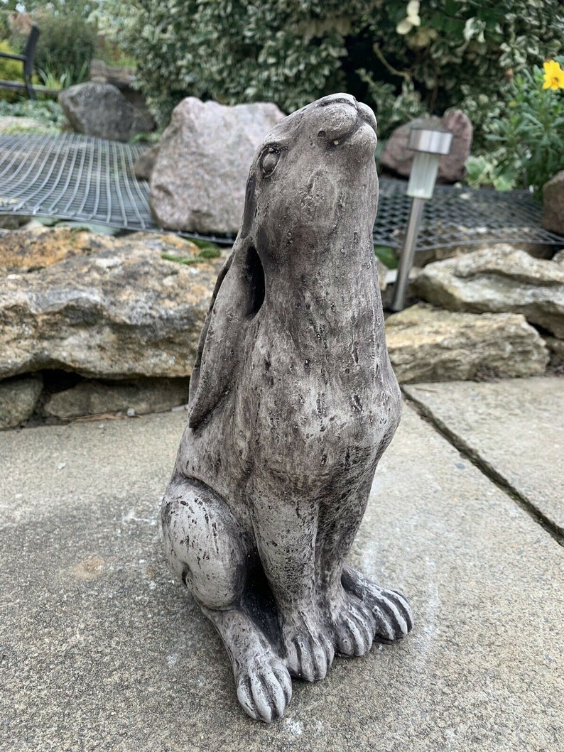 Moon Gazing Hare Statue Stone Garden Ornament Beautifully Etsy