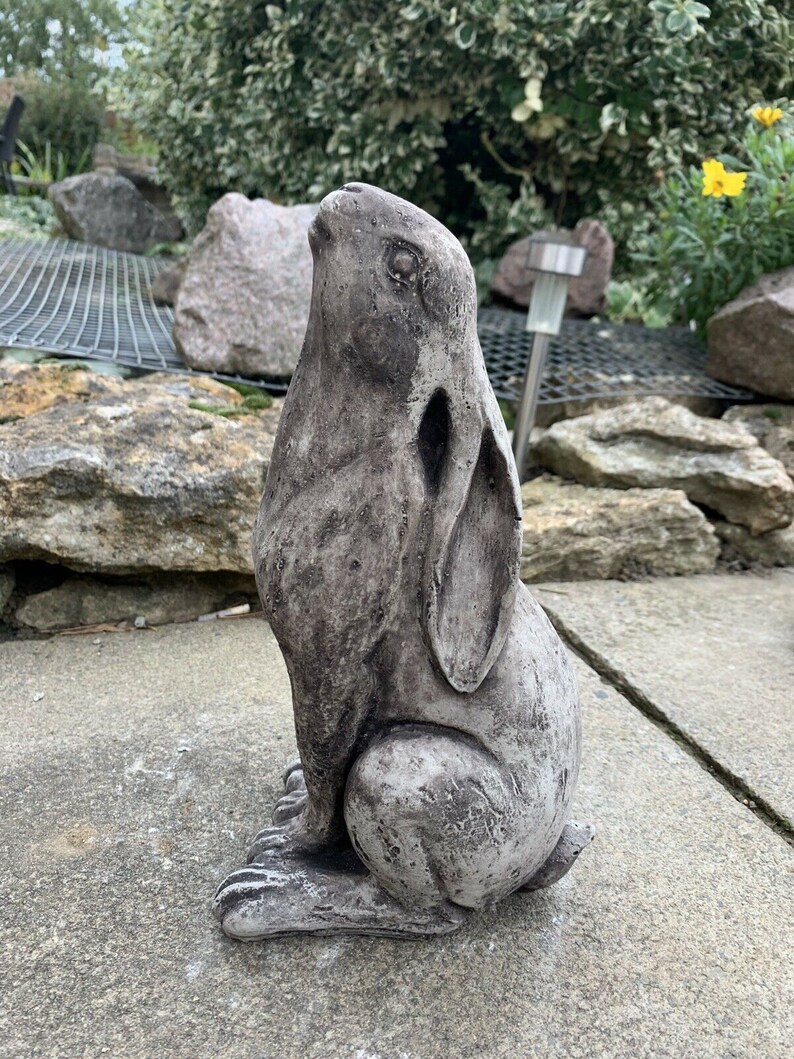 Moon Gazing Hare Statue Stone Garden Ornament Beautifully Etsy