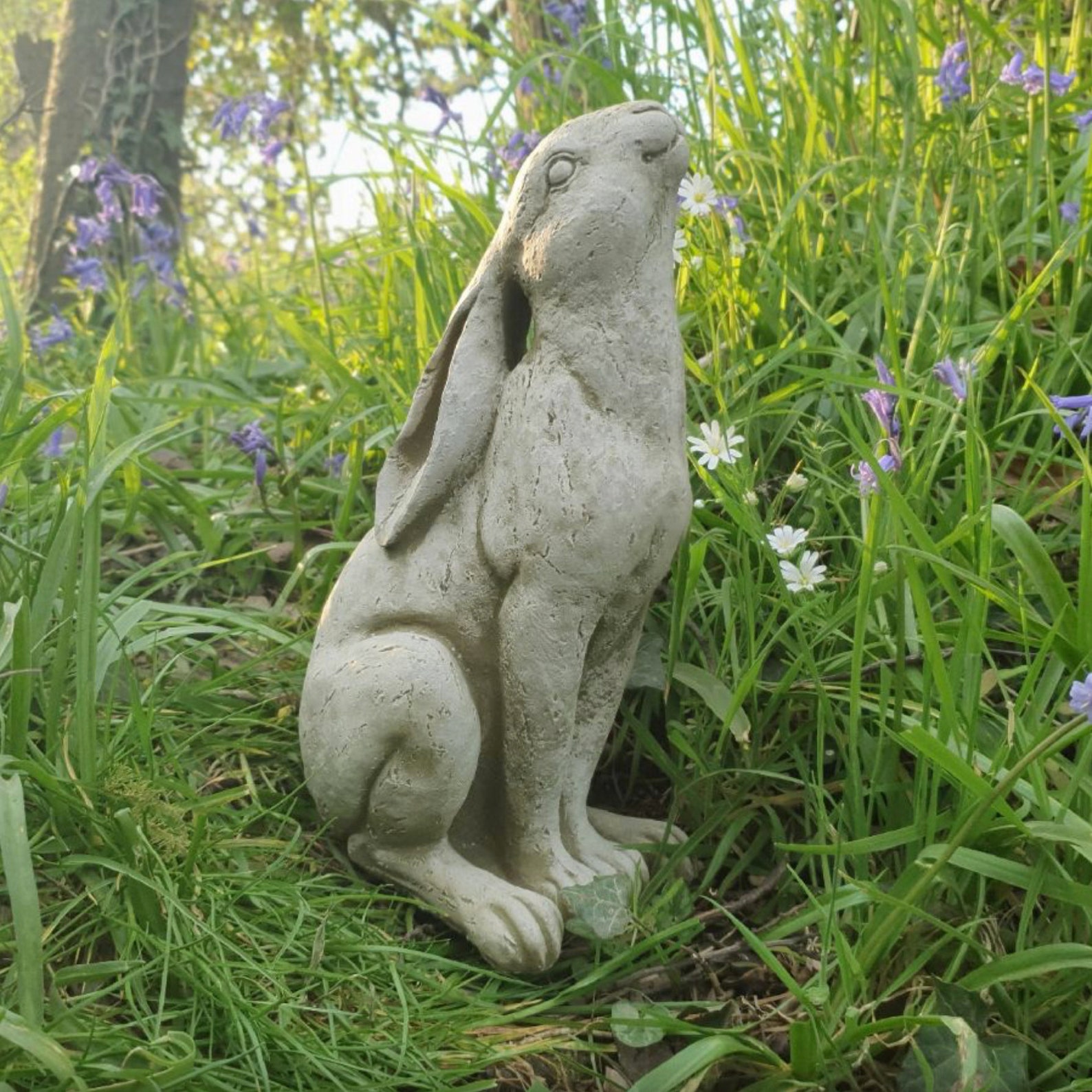 Moon Gazing Hare Statue Stone Garden Ornament Beautifully Etsy