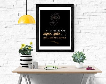 Realtor Printable Wall Art, Minimalism, Real Estate Agent Décor, Real Estate Decor, DIY, Realtor Gift, Printable, Template, Modern Realtor