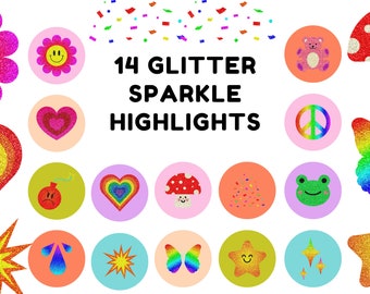 Glitter Highlighters Sparkle Markers Chisel Tip, Pastel Colors