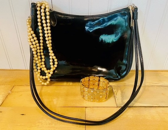 50's-60's Black Vinyl Purse by Etra - image 1