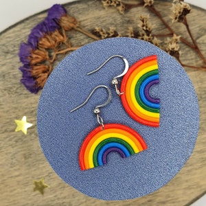 LGBTQ Pride Flag Regenbogen Ohrringe, Baumelnd, Lesbisch, Schwul, Bisexuell, Transgender, Queer, TLW, Silber, Edelstahl| von LittleLuxLabel
