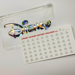 Disney Vacation Savings Challenge for Cash Envelopes, Fits A6 & Standard Envelopes, Budget Binder Insert, Zipper Cash Envelope