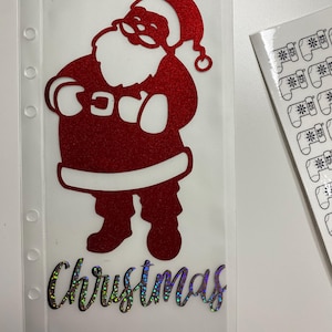 Planificador de ahorros navideños y sobre A6 de Papá Noel, carpeta de presupuesto, sobre de ahorros en efectivo.