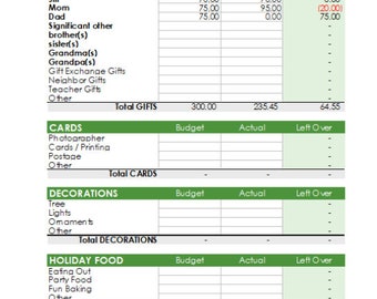 Christmas Budget Excel Template
