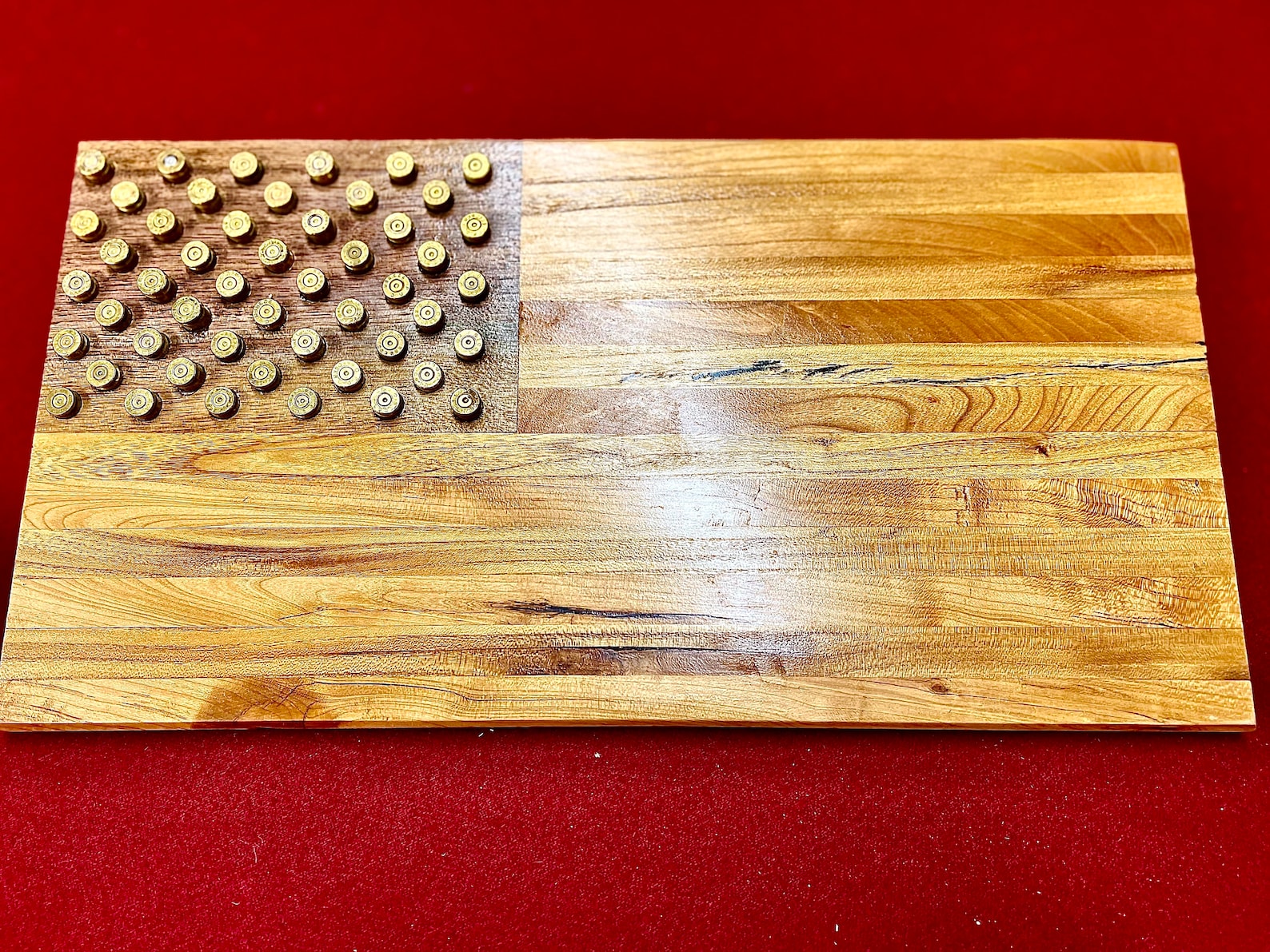 Wooden American Flag Wall Art With Bullet Casing Stars Etsy