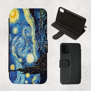 Van Gogh Sternennacht iPhone Hülle Hülle 16,15,14,13 Pro,12 Mini,11 Pro Max SE 2022,7/8 plus,XR,S21 Ultra,S20 Note 10 Blau Gelb Art Phone