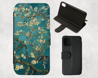 Van Gogh Almond Blossom Hülle für iPhone & Samsung, 16,15,14,13 Pro,12 Mini,11 Pro Max,SE 2022,7/8 plus,XR,S21 Ultra,Note20, Teal Blue