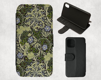 William Morris Seaweed Green & Blue Blumen iPhone Hülle Hülle16,15,14,13 Pro,12 Mini,11 Pro Max,SE 2022,7/8 plus,XR,XS,S21 Ultra,S9,Note 10