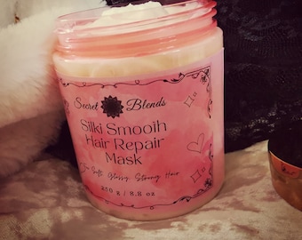 Silki Smooth Deep Hair Repair Mask for damaged, colored or dry hair with Ionized Silver Water, Silk Aminoacids, Collagen, Shea & Jojoba Oil