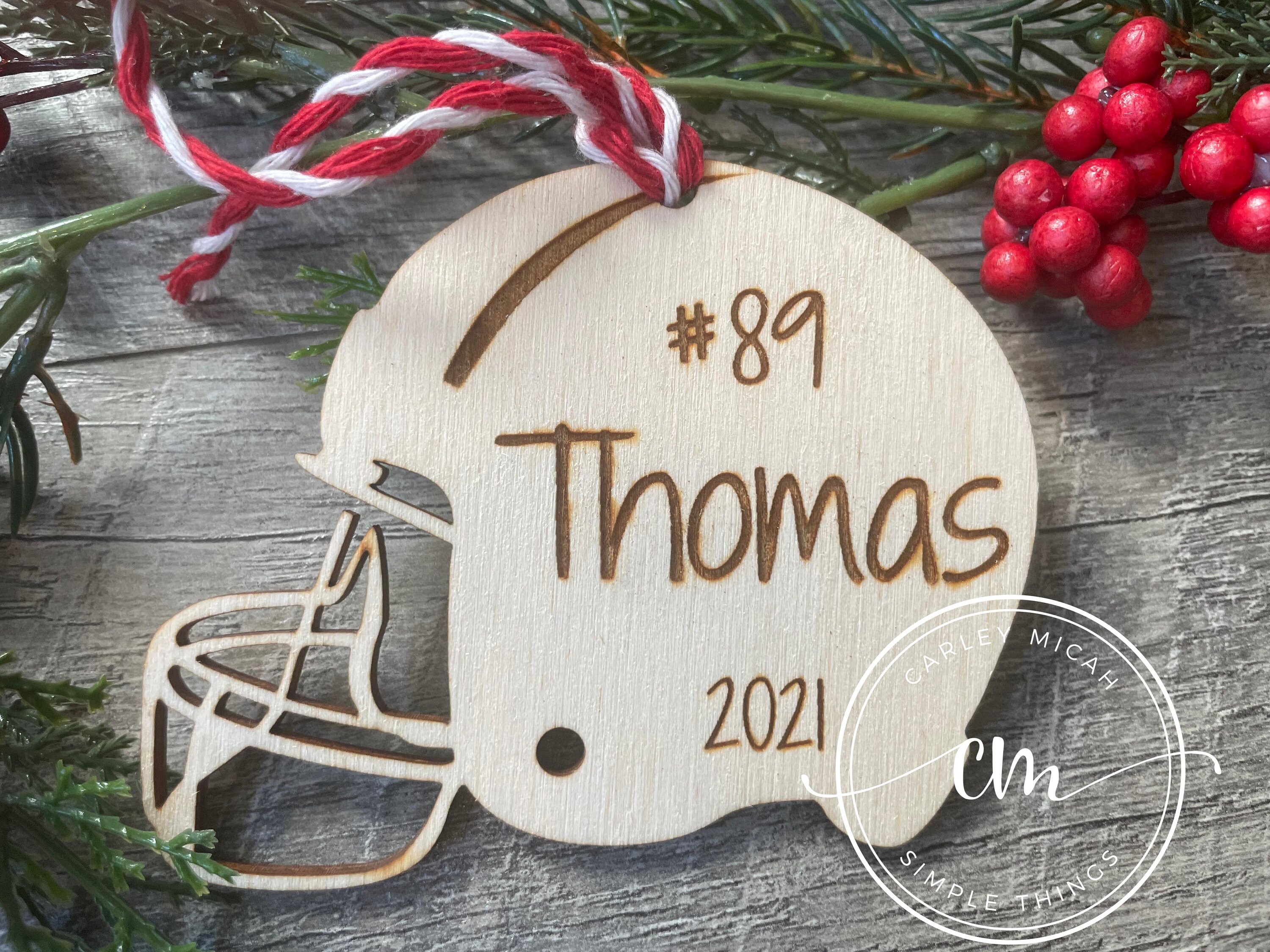 Personalized Laser Engraved Football Helmet Ornament Etsy