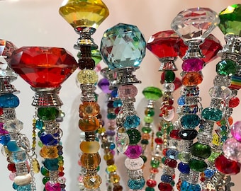 19”-20” Beaded Garden Stakes, Typically ship in 1-2days, Fairy stakes, Yard Art, Sun-Catcher, Glass Lampwork and Murano beads, no plastic!