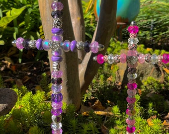 Custom Beaded Crosses, Wall hanging (stake removed) or stake for adding beauty to the garden or a potted plant!