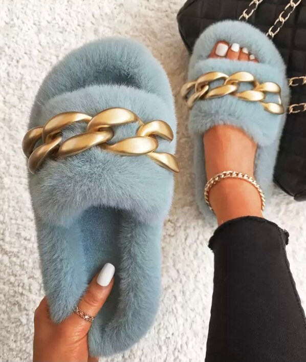 Chanel Fur Slippers - Etsy Chanel Fur Slippers - Etsy