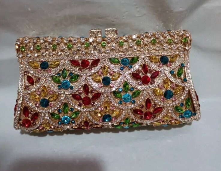 Rainbow Colorful Swarovski Crystal Clutch Purse Evening Bag - Etsy