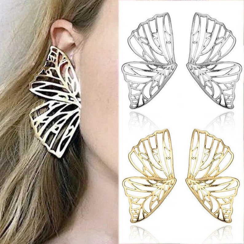 New product!! Large Detailed Half Butterfly Earring Courier shipping free Cluster Stud