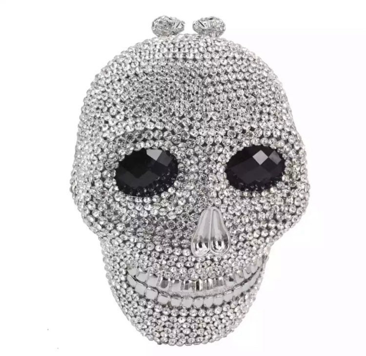 Swarovski Skull Head Crystal Clutch Chain Bag Purse Handbag - Etsy