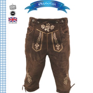 Suede Lederhosen: Bavarian Oktoberfest Costume with Embroidery