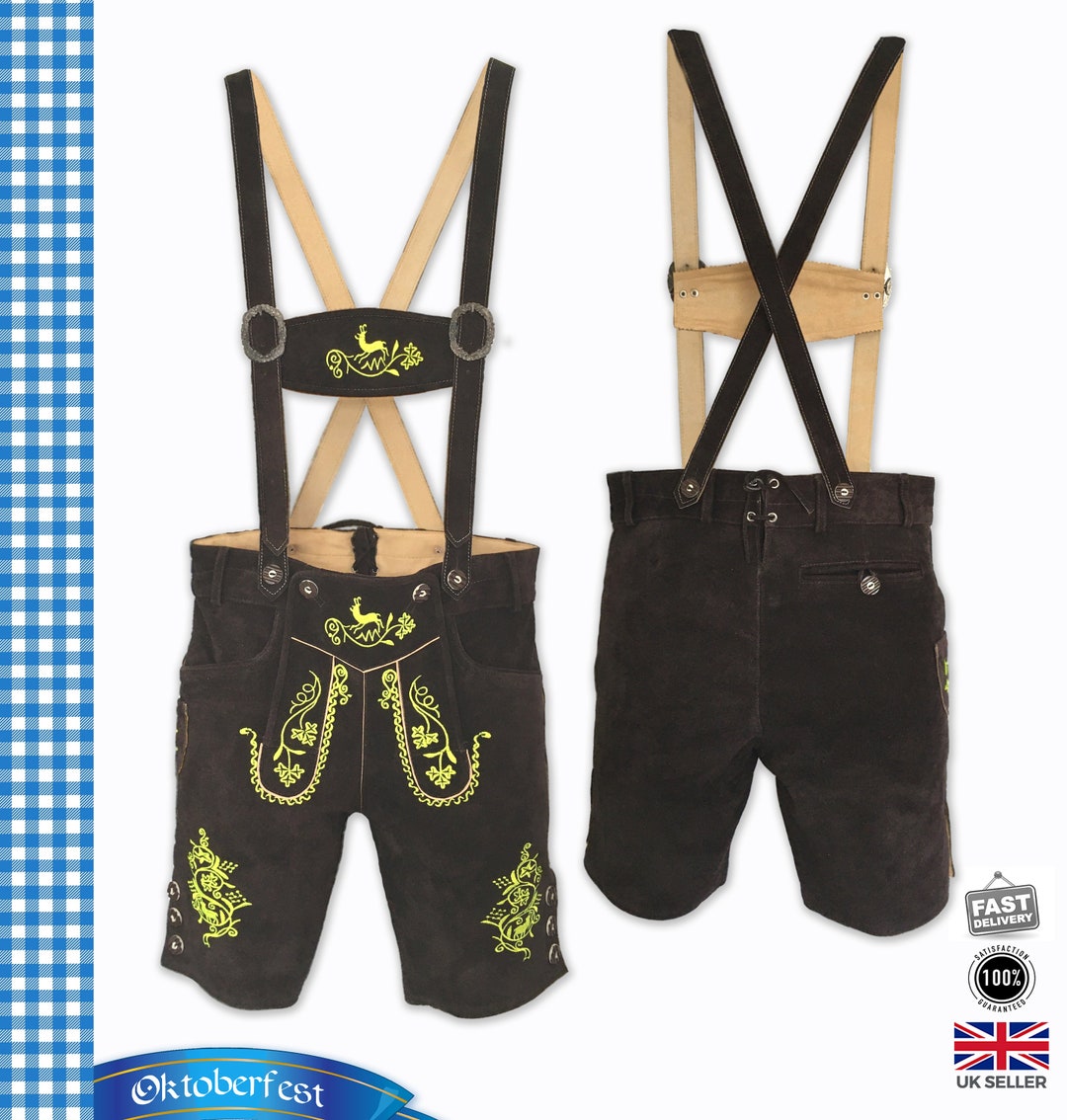 thumbnail image 2 of Oktoberfest Lederhosen – Men’s Dark Brown Suede Bundhosen – German Tracht Costume – Bayern Style 2 of 3