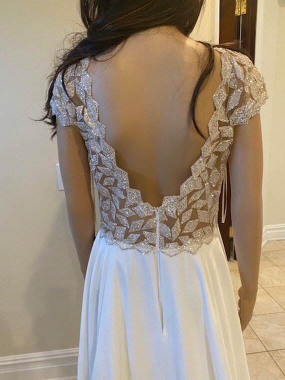 a line wedding dress with off shoulder sleeves MACloth Cap Sleeves Lace Long Prom Dress Ivory Formal Evening Gown main image 0