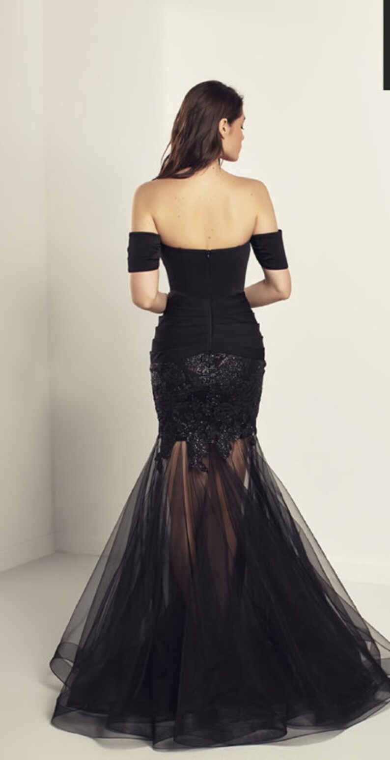 Maxi Corset Dress Black Wedding Dress Tulle Party Dress Etsy