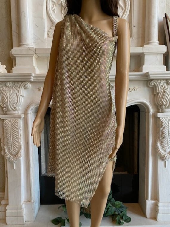 Sexy Fishnet Shiny AB Crystal Rhinestones Dress - Etsy Sexy Fishnet Shiny AB Crystal Rhinestones Dress - Etsy