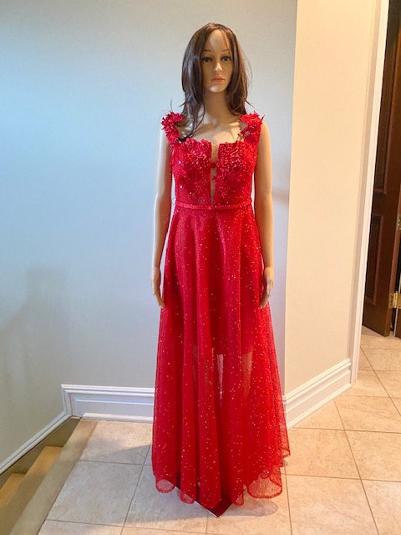 Prom Dress, Maxi Corset Dress, RED Wedding Dress, Tulle Party Dress Etsy