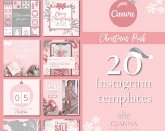 Plantillas de Instagram de Navidad rosa, plantilla navideña de Canva