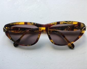 Sonnenbrille, Mondi by Metzler, Catseye,90er Jahre, vintage,goldene Schildkröte