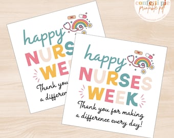 Étiquette cadeau imprimable Happy Nurses Week, étiquette d'appréciation de l'infirmière, merci les infirmières, remercier une infirmière