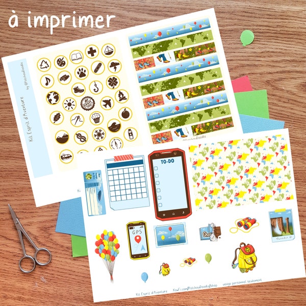 Esprit d'Aventure (Là-Haut) | Journal Kit | Stickers à imprimer