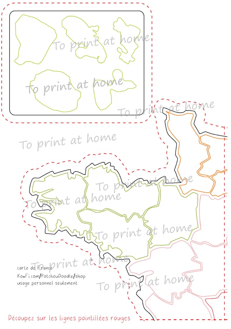 Carte de France - 54cm - à imprimer (6 feuilles A4) image 3