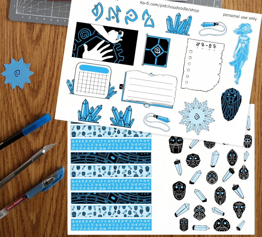 Runes and Crystals of Atlantis | Diary Kit | Stickers to Print - Etsy