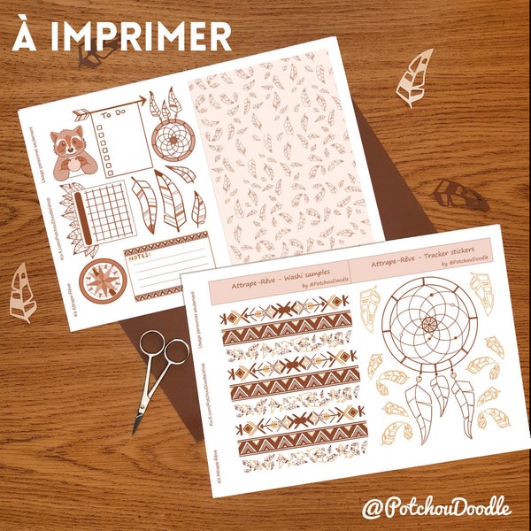 Attrape-rêve (Pocahontas) | Journal Kit | Stickers à imprimer