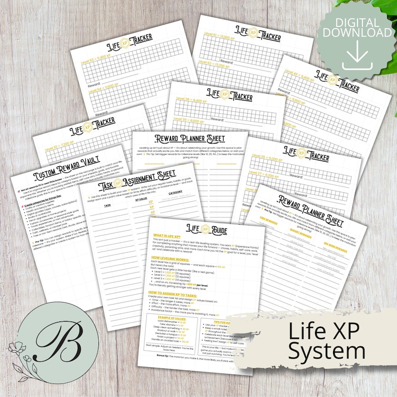 Gamified Life XP Tracker: Printable Productivity Planner (download PDF ...