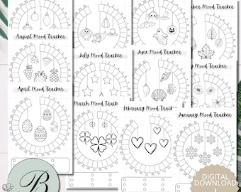 Monthly Mood Tracker Printable | Black & White Mental Health Planner (PDF Download)