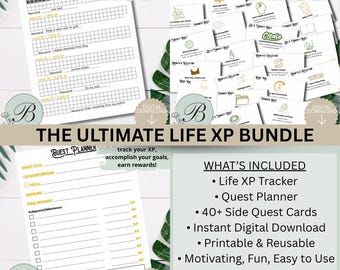 Paquete Life XP Tracker: Planificador de objetivos gamificado (descarga digital)
