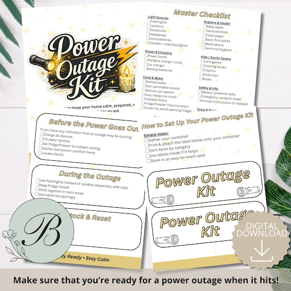 Power Outage Kit Printable | Emergency Preparedness Checklist | Blackout Survival Kit | Family Emergency Planner | Instant Download