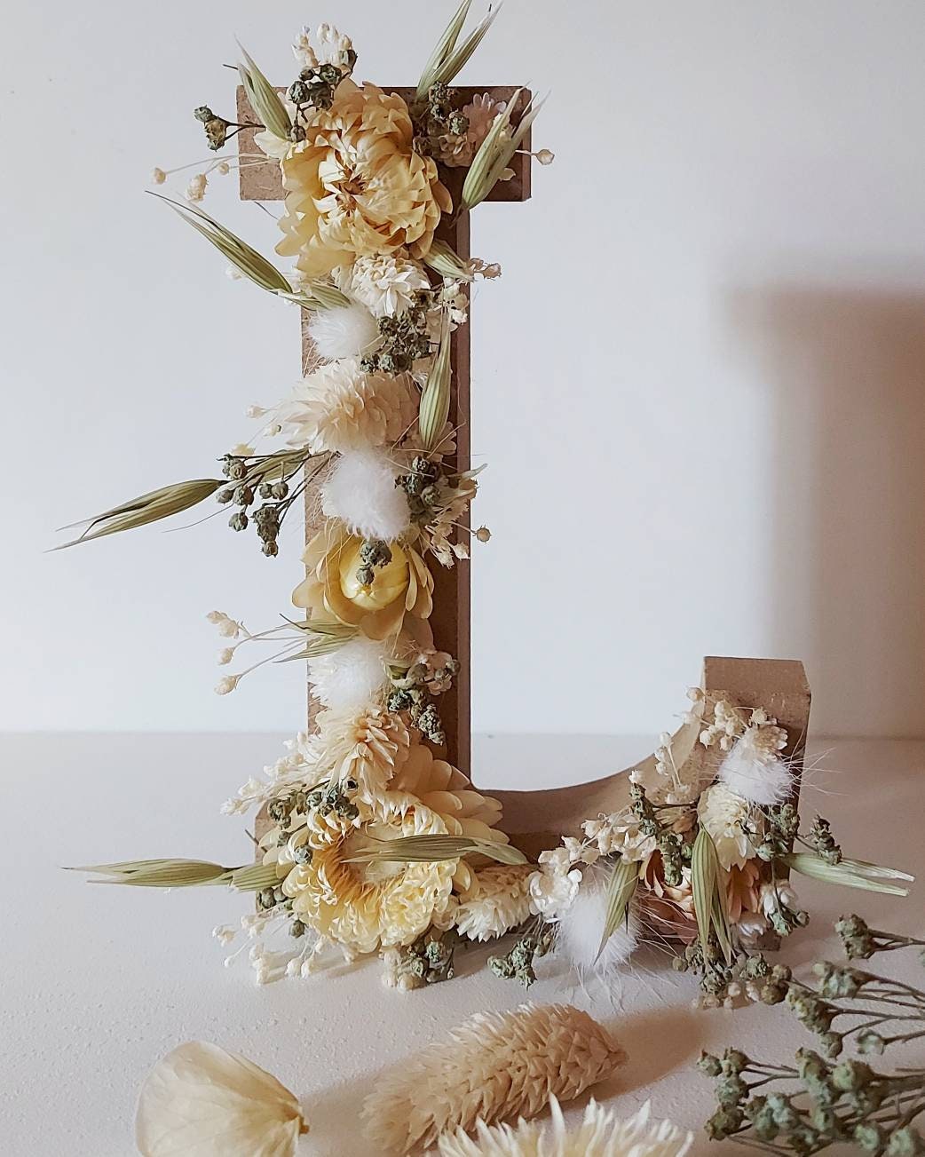 Lettre Bois et Fleurs Séchées Leona