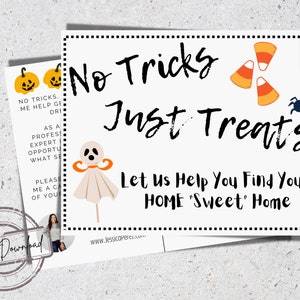 Realtor Farming Postkarte | Bearbeitbare Grundbesitz Postkarte | Grundbesitz Halloween | Makler Marketing | Postkarte Vorlage | Herbst Makler