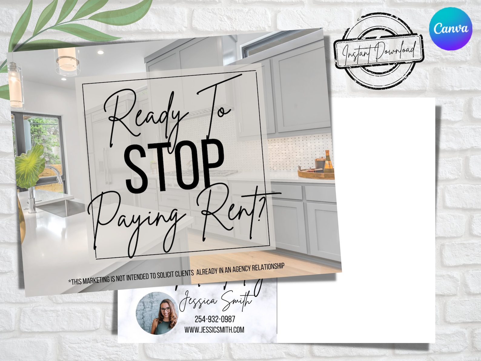 Realtor Postcard Template: Stop Renting Marketing (canva) - Etsy