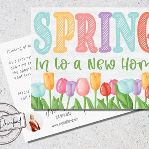 Frühlingsimmobilie Postkarte | Makler Spring Day Marketing | Maklermarketing | Canva Template für Agenten