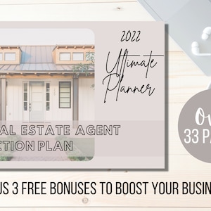 Real Estate Agent Planner: Business Tracker, Goals (Canva Editable PDF)