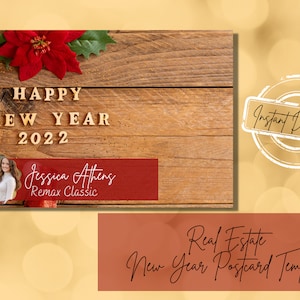 Neujahrs-Postkarten-Vorlage: Realtor Marketing (Canva Editable)