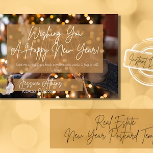 Neujahrs-Postkarten-Vorlage: Realtor Marketing (Canva Editable)