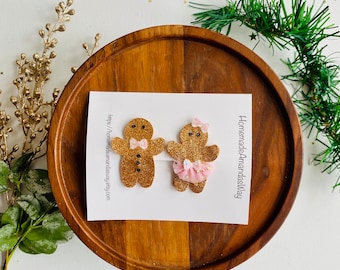 Gingerbread Snap Clip Set| Gingerbread Bow| Gingerbread Cookie Bow Set| Christmas Bow| Bow Gift Set| Baby Bows| Hair Clips| Stocking Stuf