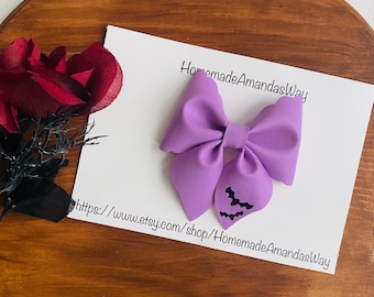 Purple Bat Bow| Batty Sailor Bow| Halloween Bats| Bat Headbands|Purple Halloween Accessories| Halloween for Girls| Faux Leather Bows| Clips