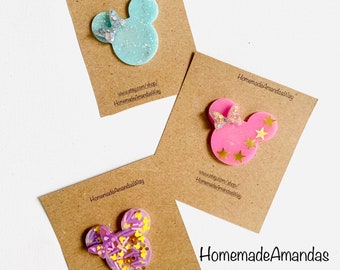 Princess Mouse Ears Resin  - Magical Vacation Ears - Princess Resin Clips - Glitter Resin Clips - Mouse Ears Resin Clips - Gifts for Girls
